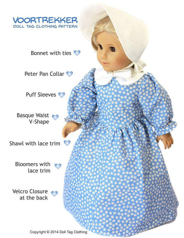 Doll Tag Clothing 18 Inch Historical Voortrekker 18" Doll Clothes Pattern Pixie Faire