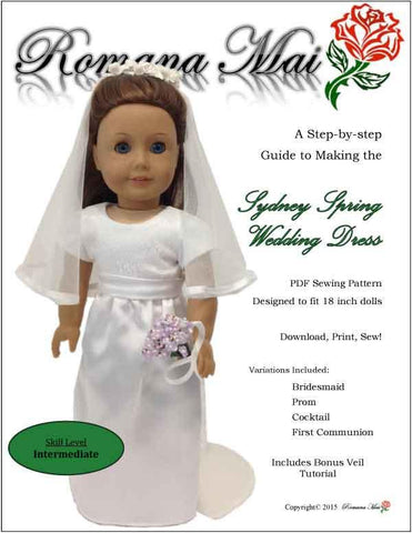 Romana Mai 18 Inch Modern Sydney Spring Wedding Dress 18" Doll Clothes Pixie Faire