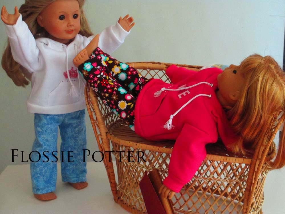 Flossie Potter 18 Inch Modern Weekend Wear Pullover Hoodie and PJ Pants 18" Doll Clothes Pixie Faire