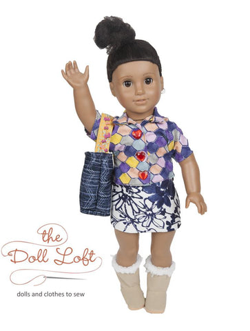 The Doll Loft 18 Inch Modern Westside Shirts and Skirt Pattern 18" Doll Clothes Pattern Pixie Faire