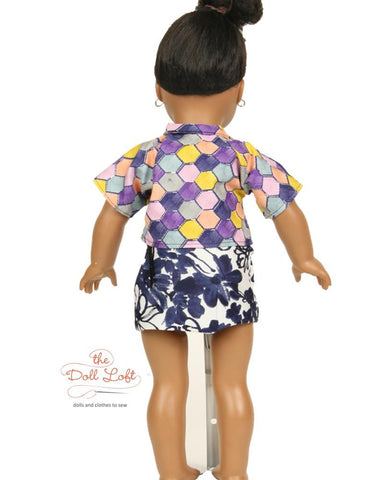 The Doll Loft 18 Inch Modern Westside Shirts and Skirt Pattern 18" Doll Clothes Pattern Pixie Faire