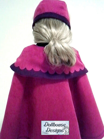 Dollhouse Designs 18 Inch Modern Nordic Winter Cape & Cap 18" Doll Clothes Pixie Faire