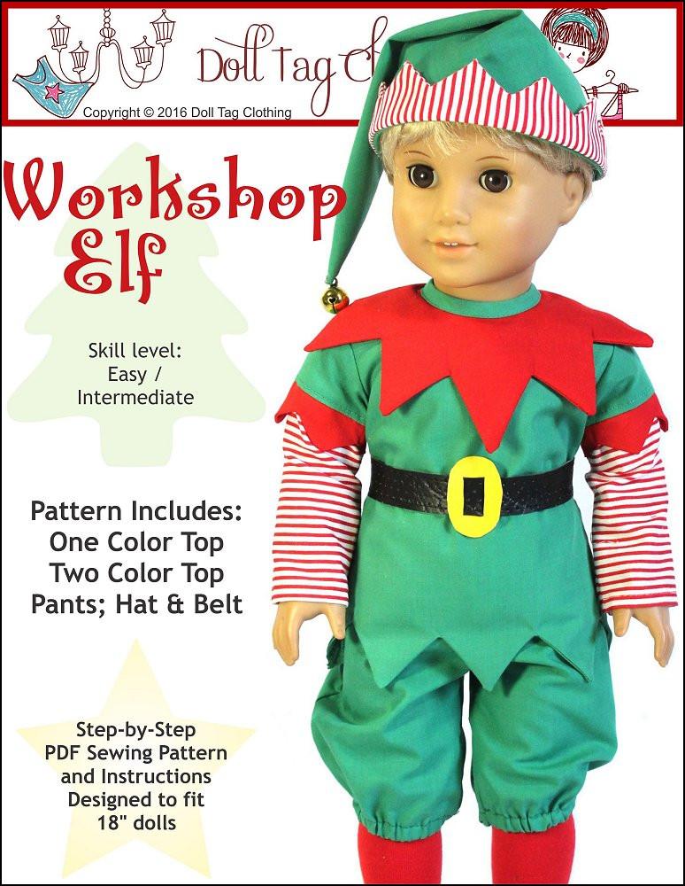 Doll Tag Clothing 18 Inch Modern Workshop Elf 18" Doll Clothes Pattern Pixie Faire