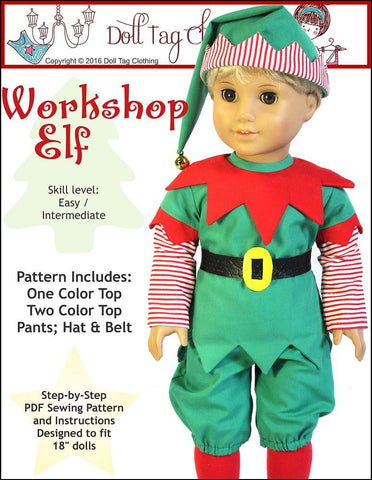 Doll Tag Clothing 18 Inch Modern Workshop Elf 18" Doll Clothes Pattern Pixie Faire