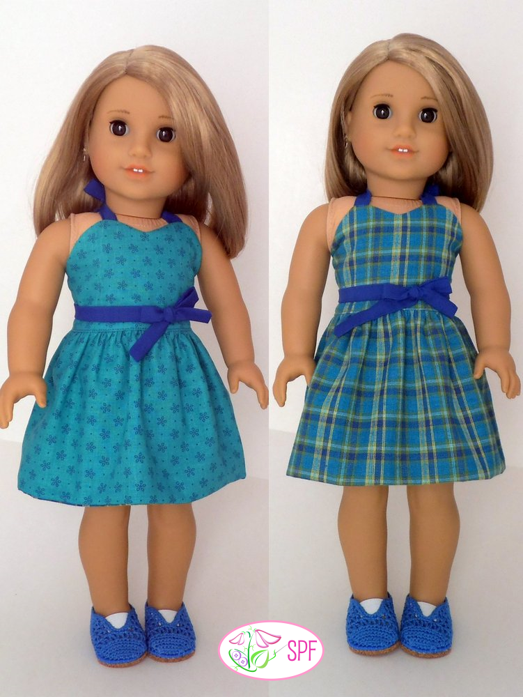 Sweet Pea Fashions 18 Inch Modern Wrap & Tie Halter Dress and Top 18" Doll Clothes Pattern Pixie Faire