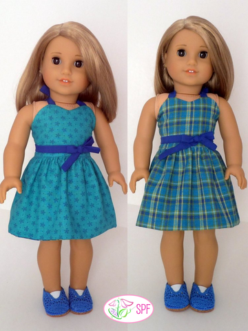 Sweet Pea Fashions 18 Inch Modern Wrap & Tie Halter Dress and Top 18" Doll Clothes Pattern Pixie Faire