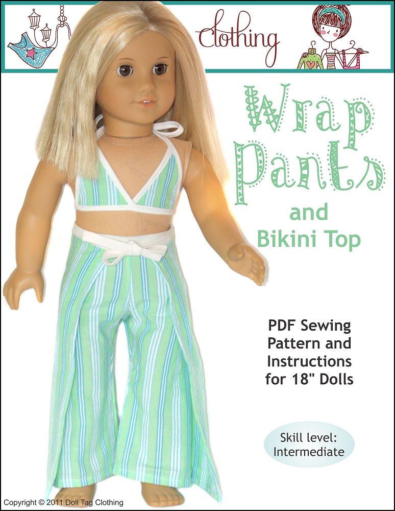 Doll Tag Clothing 18 Inch Modern Wrap Pants and Bikini Top 18" Doll Clothes Pixie Faire