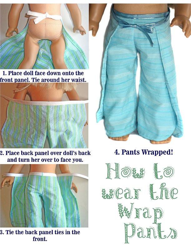 Wrap Pants and Bikini Top 18 inch Doll Clothes Pattern PDF Download