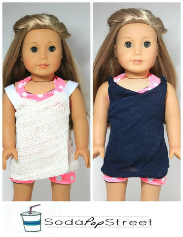 Soda Pop Street 18 Inch Modern Penelope Swimsuit and Wrapped Cover Up 18" Doll Clothes Pixie Faire
