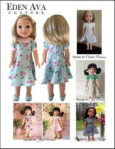 Eden Ava WellieWishers 1950s Empire Silhouette Dress 14-14.5" Doll Clothes Pattern Pixie Faire
