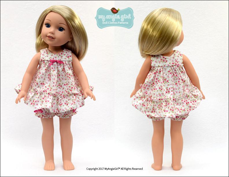 My Angie Girl WellieWishers Ruffled Shortie Set 14.5" Doll Clothes Pattern Pixie Faire