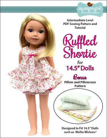 My Angie Girl WellieWishers Ruffled Shortie Set 14.5" Doll Clothes Pattern Pixie Faire