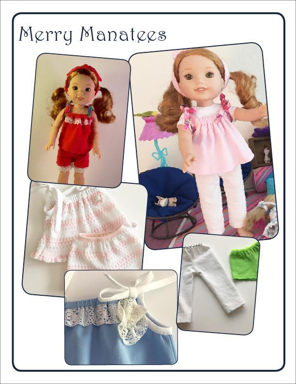 Merry Manatees WellieWishers Catching Z's 14.5" Doll Clothes Pattern Pixie Faire
