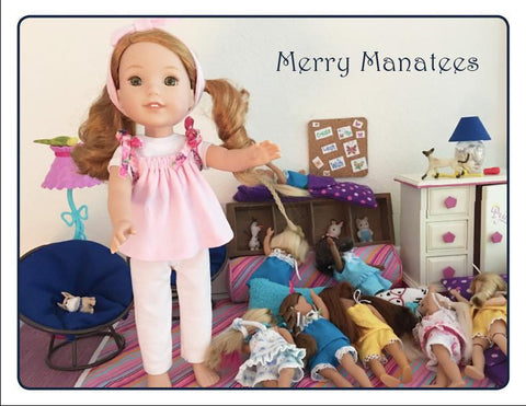 Merry Manatees WellieWishers Catching Z's 14.5" Doll Clothes Pattern Pixie Faire