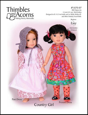 Thimbles and Acorns WellieWishers Country Girl 14.5" Doll Clothes Pattern Pixie Faire