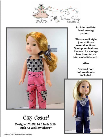 Jelly Bean Soup Designs WellieWishers City Casual 14.5" Doll Clothes Pattern Pixie Faire