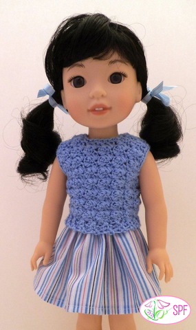 Sweet Pea Fashions WellieWishers Cobblestone Sweater Crochet Pattern for 14-14.5" Dolls Pixie Faire