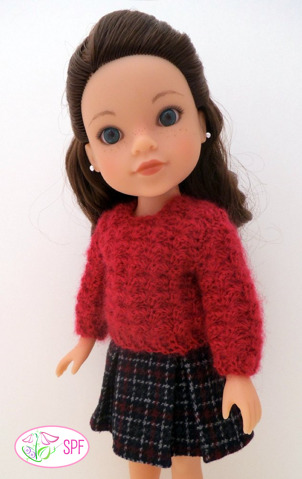 Sweet Pea Fashions WellieWishers Cobblestone Sweater Crochet Pattern for 14-14.5" Dolls Pixie Faire