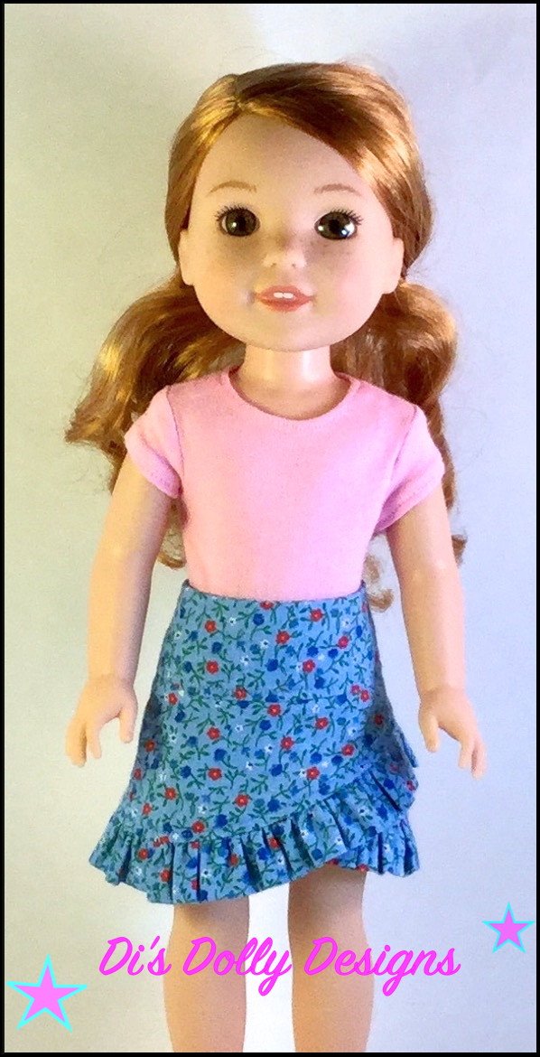 Di's Dolly Designs WellieWishers Criss Cross Skirt 14-14.5" Doll Clothes Pattern Pixie Faire