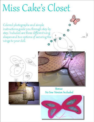 Miss Cake's Closet WellieWishers Frosty Fairy Wings 13-14.5" Doll Accessory Pattern Pixie Faire