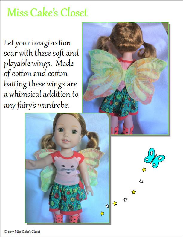 Miss Cake's Closet WellieWishers Garden Fairy Wings 13-14.5" Doll Accessory Pattern Pixie Faire