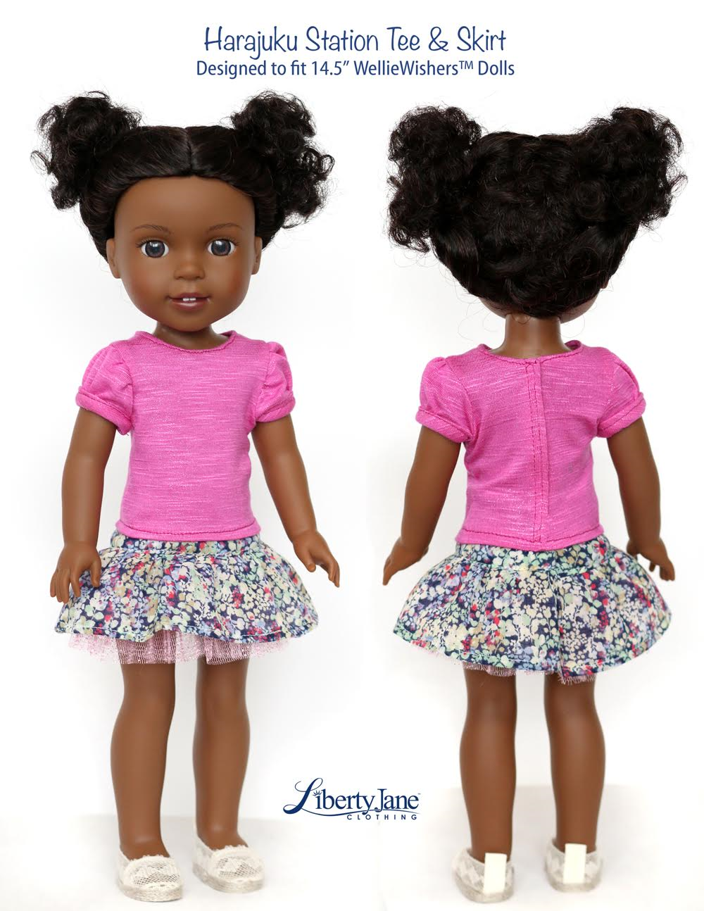 Liberty Jane WellieWishers Harajuku Station Tee and Skirt 14.5 Inch Doll Clothes Pattern Pixie Faire