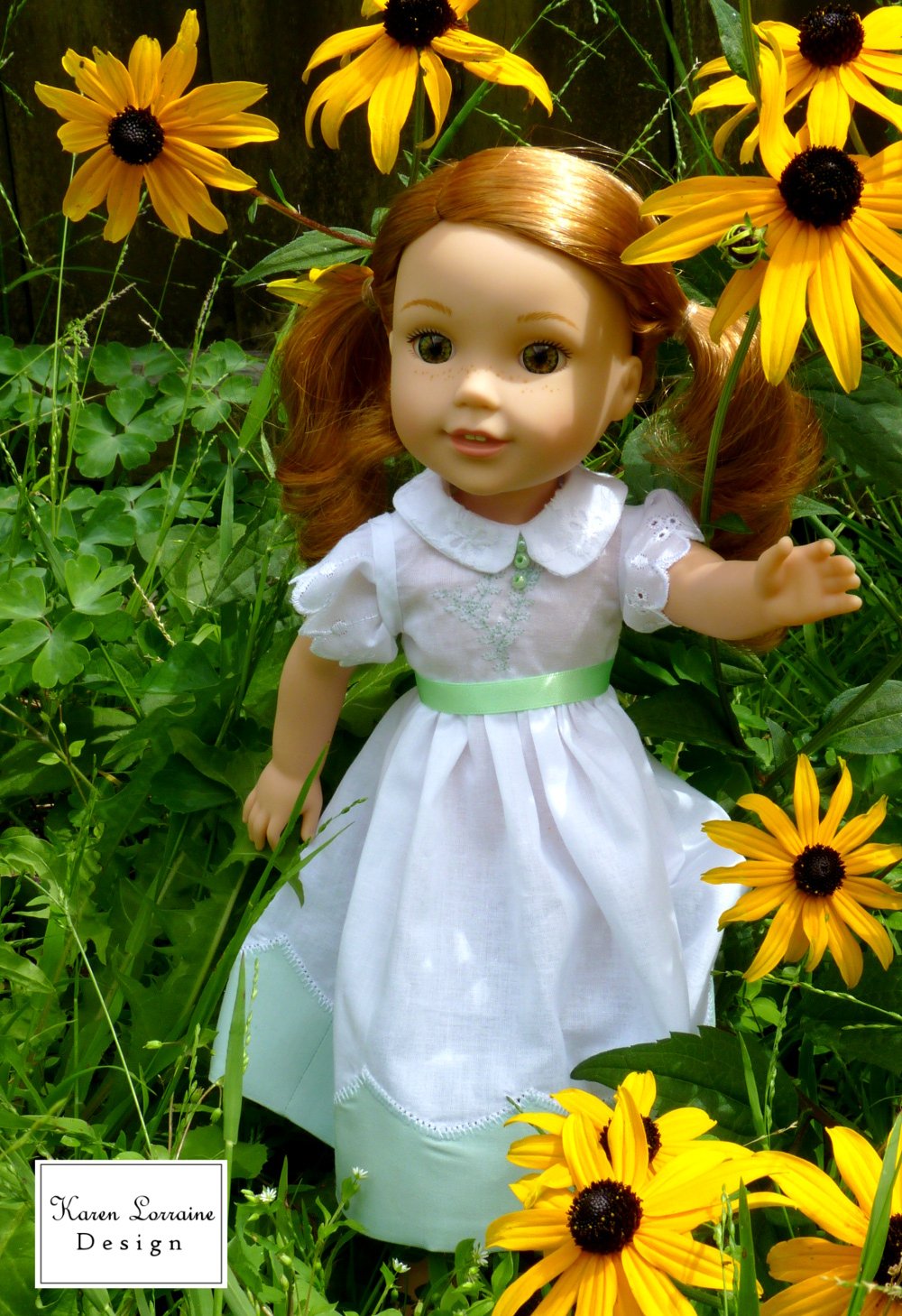Karen Lorraine Design WellieWishers Heirloom Luncheon 13-14.5 Inch Doll Clothes Pattern Pixie Faire