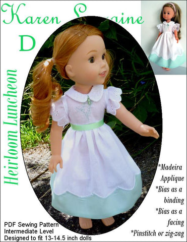 Karen Lorraine Design WellieWishers Heirloom Luncheon 13-14.5 Inch Doll Clothes Pattern Pixie Faire