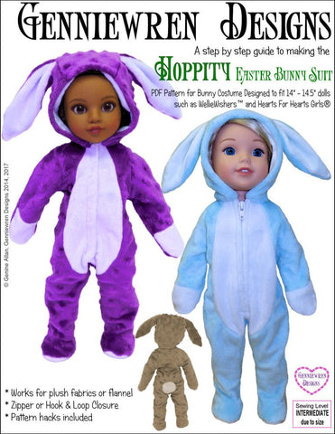 Genniewren WellieWishers Hoppity Bunny Suit 14-14.5 Inch Doll Clothes Pattern Pixie Faire