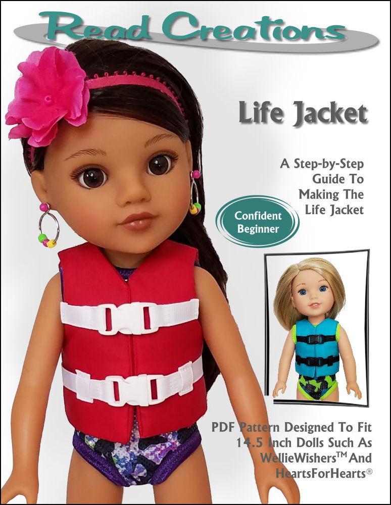 Read Creations WellieWishers Life Jacket 14-14.5" Doll Clothes Pattern Pixie Faire