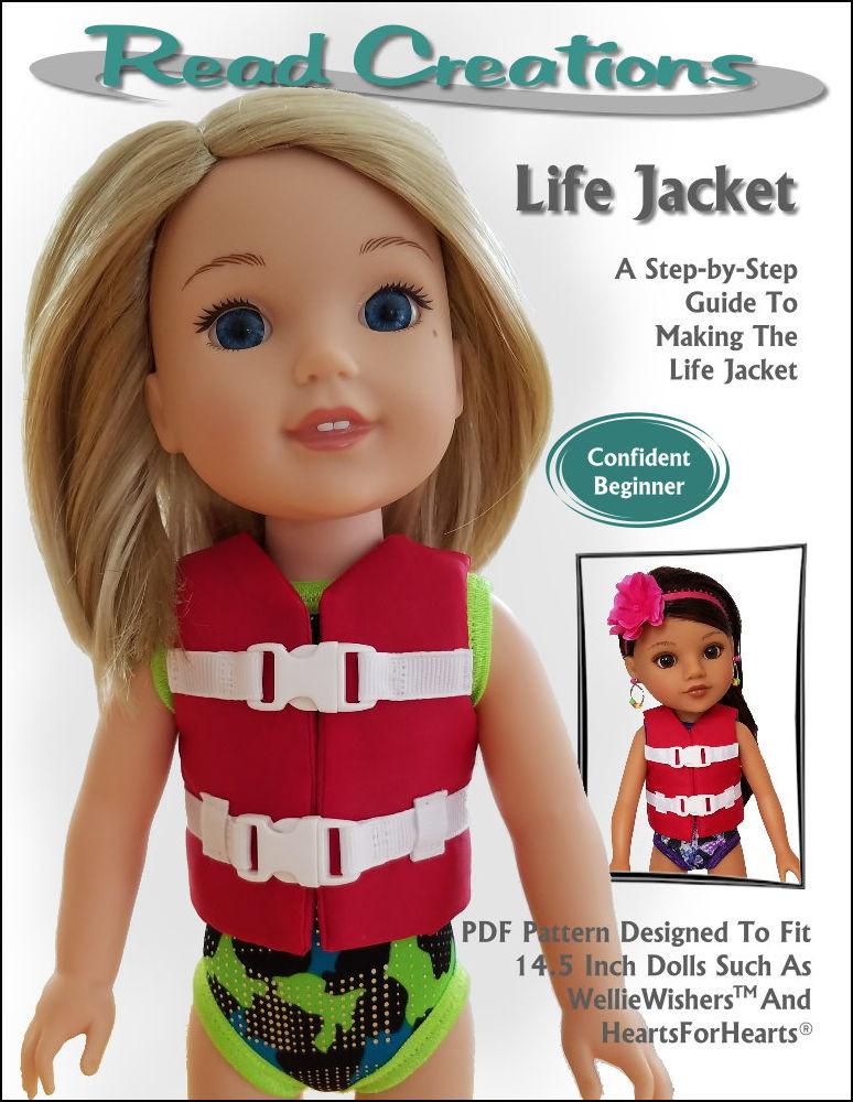 Read Creations WellieWishers Life Jacket 14-14.5" Doll Clothes Pattern Pixie Faire
