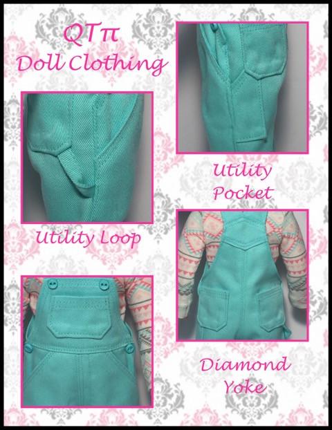 QTπ Doll Clothing WellieWishers Oh My Gosh! Overalls 14.5" Doll Clothes Pattern Pixie Faire