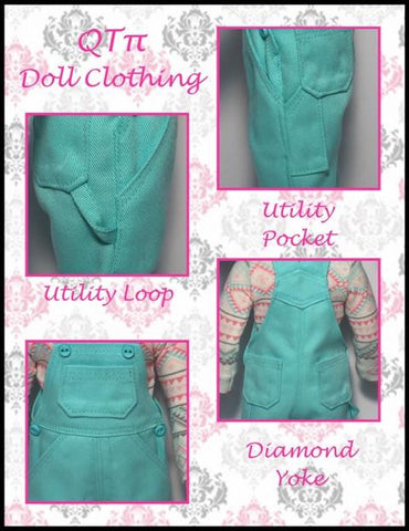 QTπ Doll Clothing WellieWishers Oh My Gosh! Overalls 14.5" Doll Clothes Pattern Pixie Faire