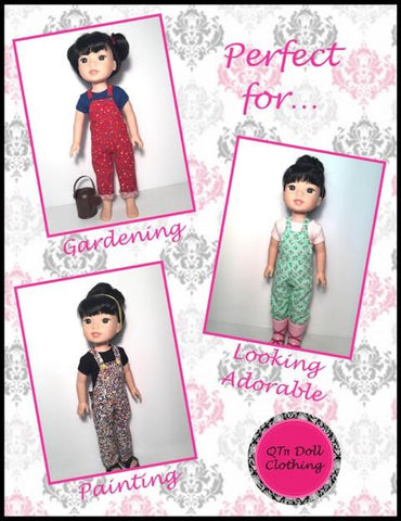 QTπ Doll Clothing WellieWishers Oh My Gosh! Overalls 14.5" Doll Clothes Pattern Pixie Faire