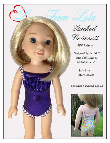 Love From Lola WellieWishers Ruched Swimsuit 14.5" Doll Clothes Pattern Pixie Faire