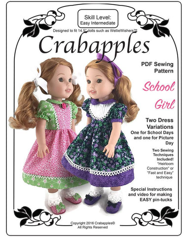 Crabapples WellieWishers School Girl 14-14.5 Inch Doll Clothes Pattern Pixie Faire